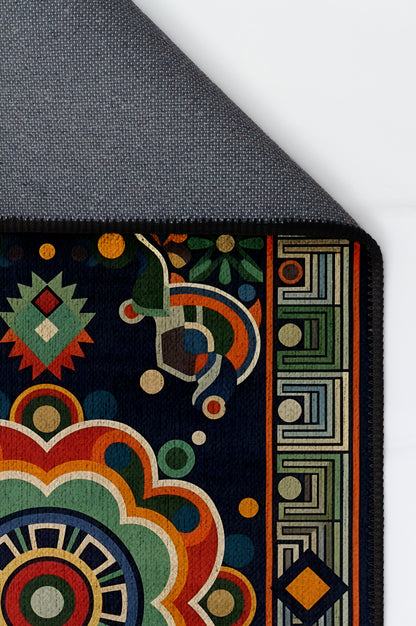 Arte HD036 Klasik Geometrik Desenli Renkli Dekoratif Dokuma Halı