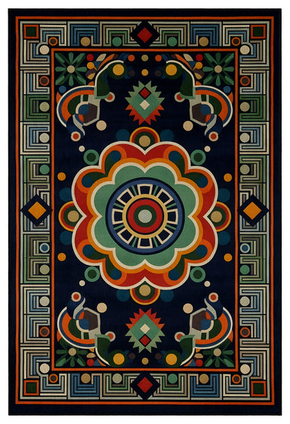 Arte HD036 Klasik Geometrik Desenli Renkli Dekoratif Dokuma Halı