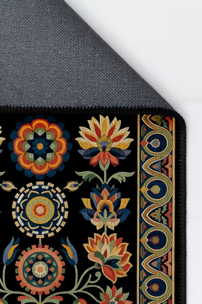 Arte HD037 Klasik Çiçek Desenli Renkli Dekoratif Dokuma Halı