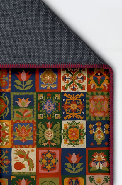 Arte HD038 Çiçek ve Hayvan Figürlü Modern Renkli Dekoratif Dokuma Halı