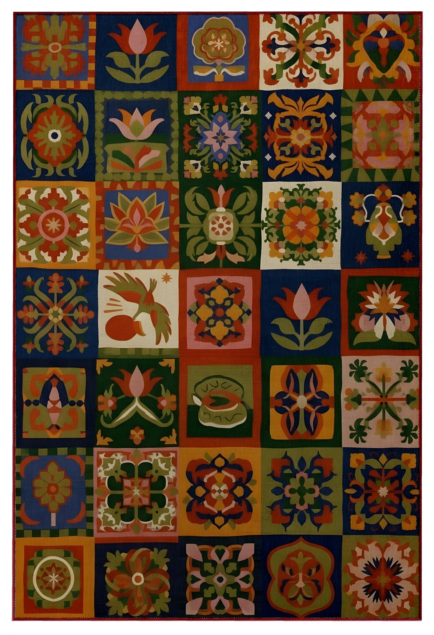 Arte HD038 Çiçek ve Hayvan Figürlü Modern Renkli Dekoratif Dokuma Halı