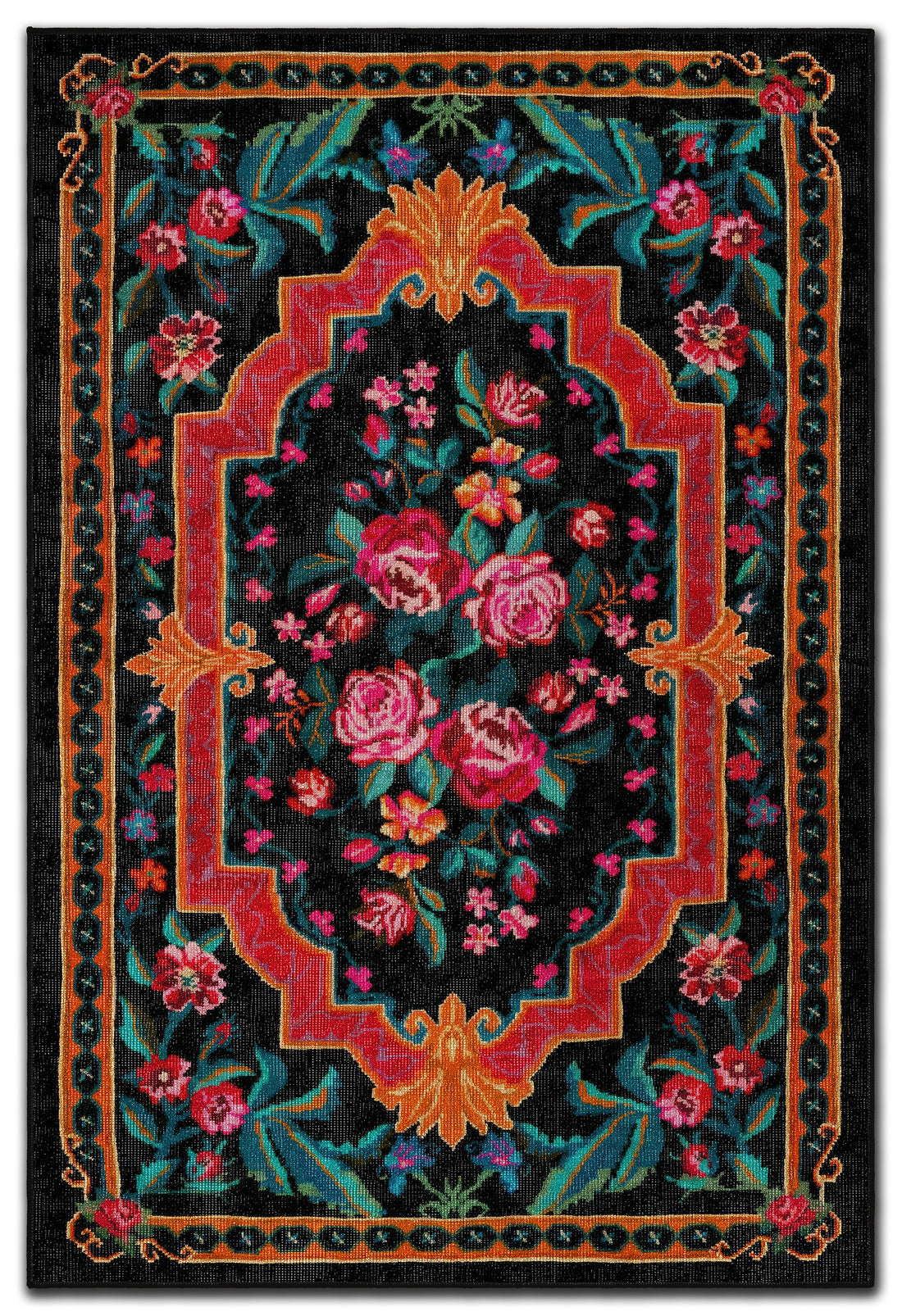Arte DS063 Çiçek Desenli Klasik Desenli Dekoratif Dokuma Halı