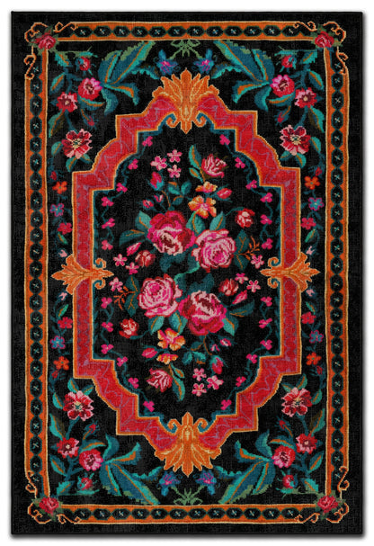 Arte DS063 Çiçek Desenli Klasik Desenli Dekoratif Dokuma Halı