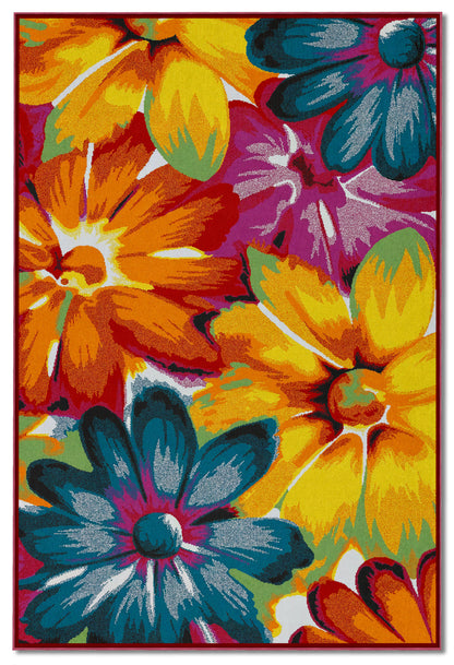 Arte HD030 Çiçek Figürlü Renkli Desenli Dekoratif Dokuma Halı