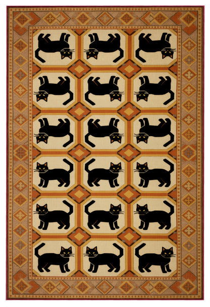 Arte KD001 Kedi Desenli Pati Dostu Hayvanseverler İçin Dekoratif Halı