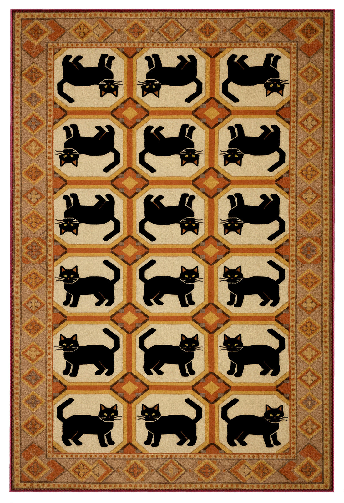 Arte KD001 Kedi Desenli Pati Dostu Hayvanseverler İçin Dekoratif Halı