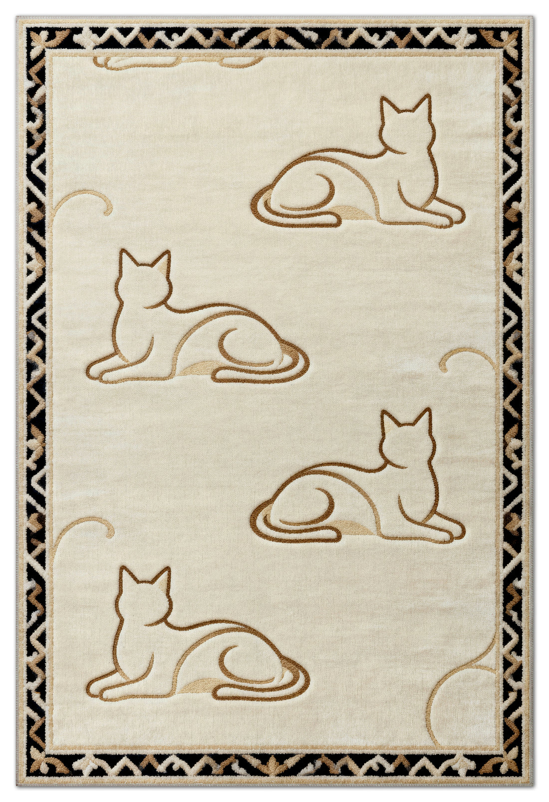 Arte KD004 Kedi Desenli Pati Dostu Hayvanseverler İçin Dekoratif Halı