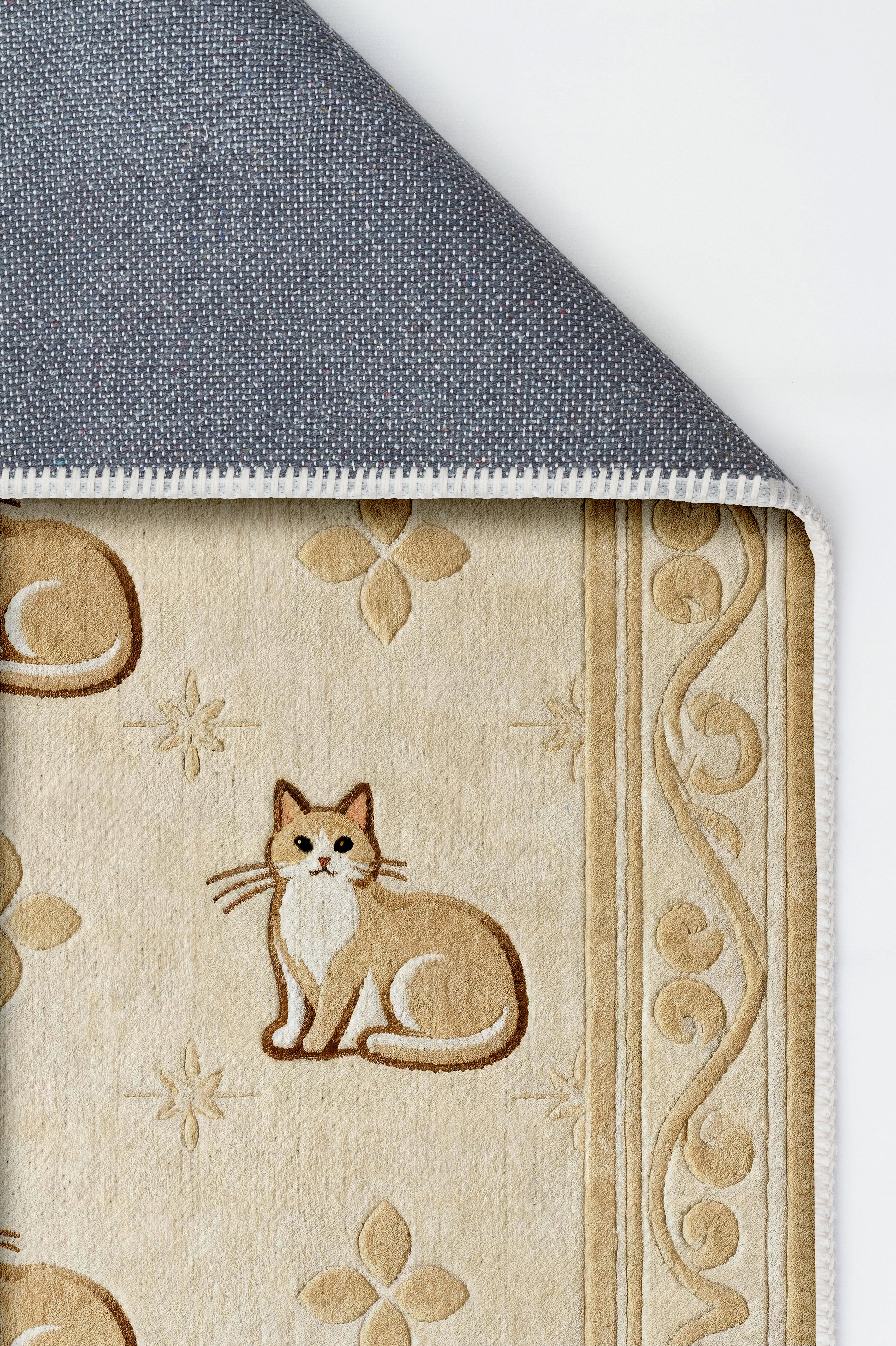 Arte KD005 Kedi Desenli Pati Dostu Hayvanseverler İçin Dekoratif Halı