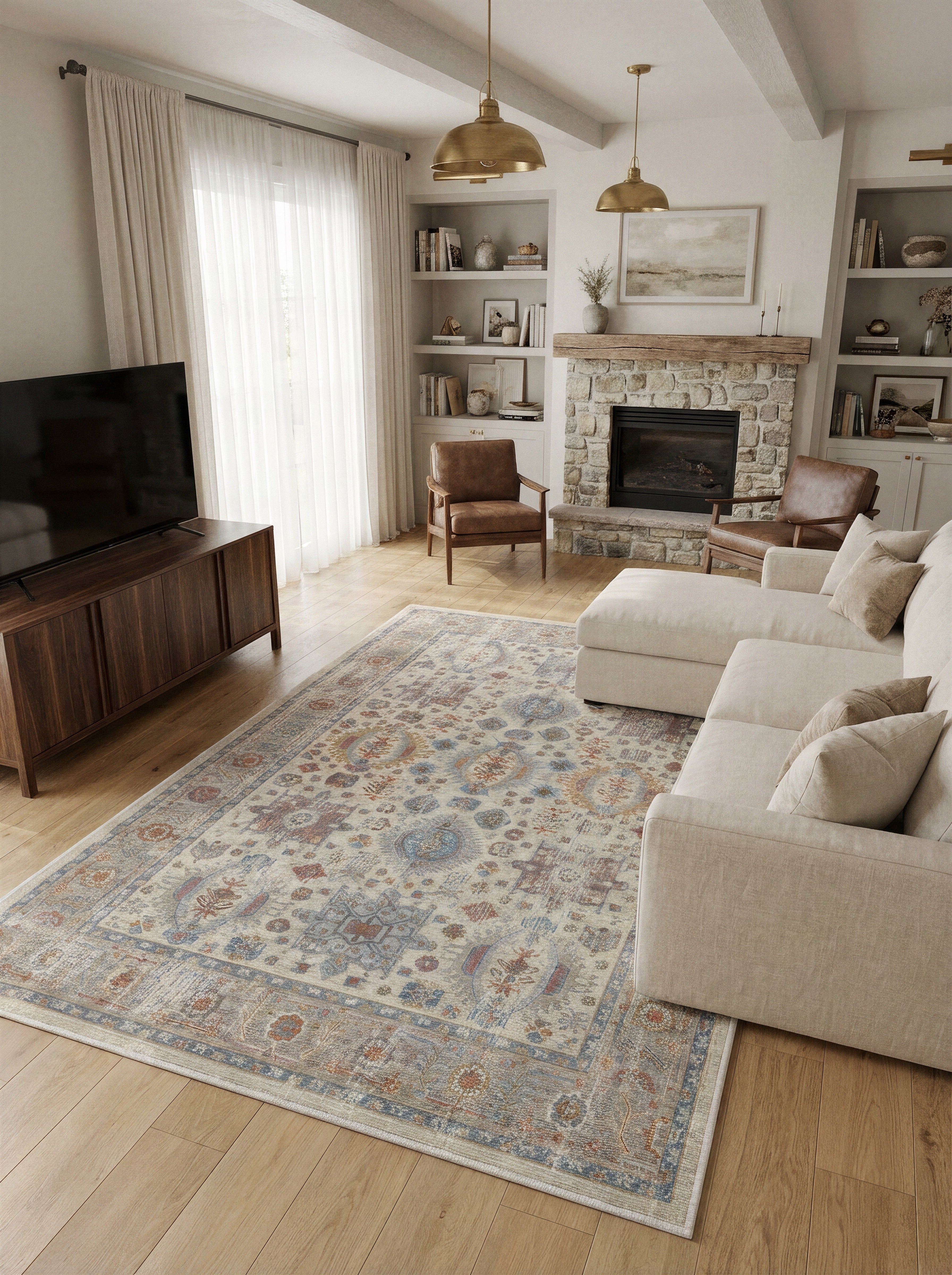 Arte VN001-1 Vintage Klasik Desenli Dekoratif Şönil Halı