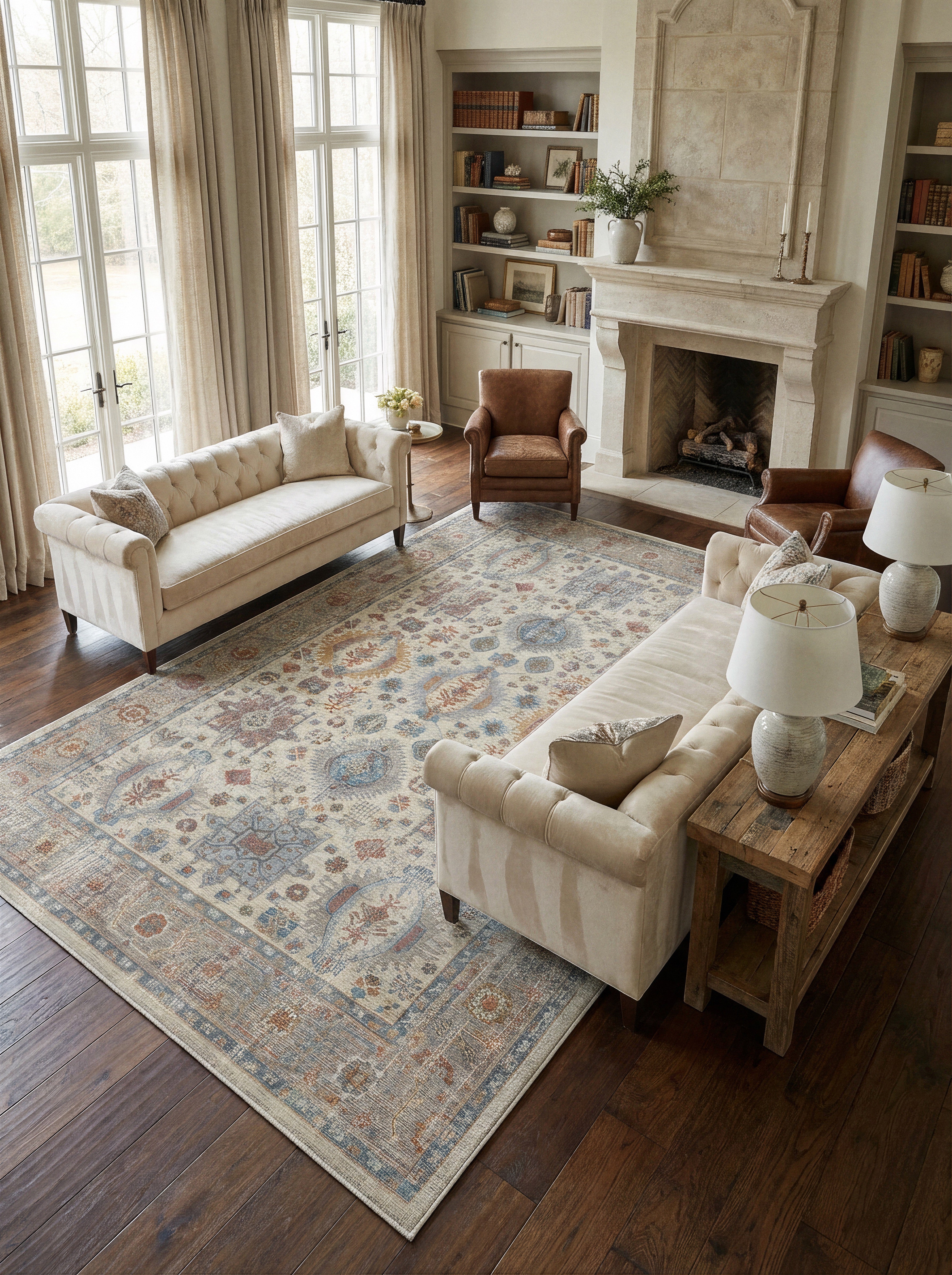 Arte VN001-1 Vintage Klasik Desenli Dekoratif Şönil Halı