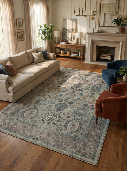 Arte VN001-2 Vintage Klasik Desenli Dekoratif Şönil Halı