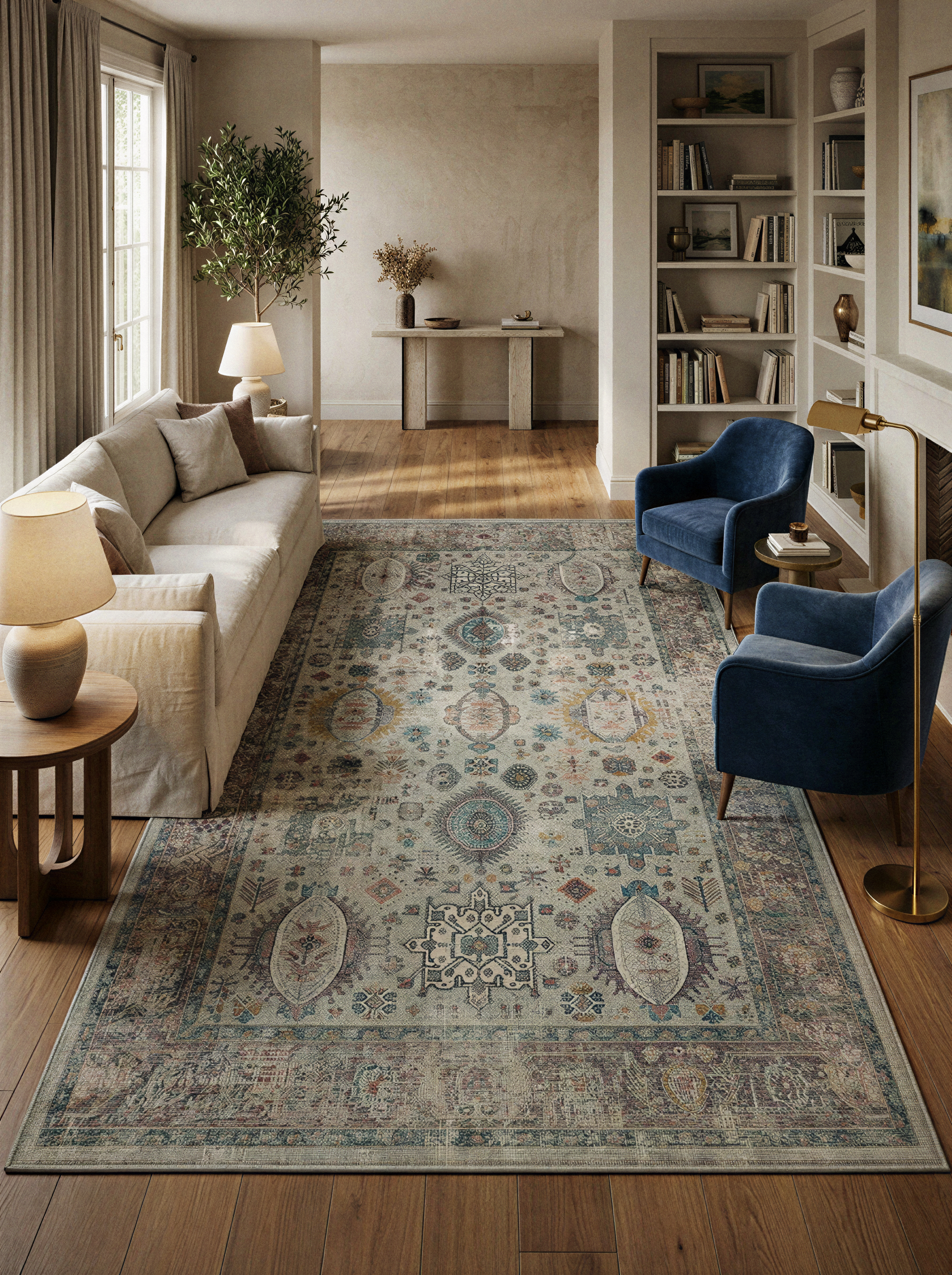 Arte VN001-2 Vintage Klasik Desenli Dekoratif Şönil Halı