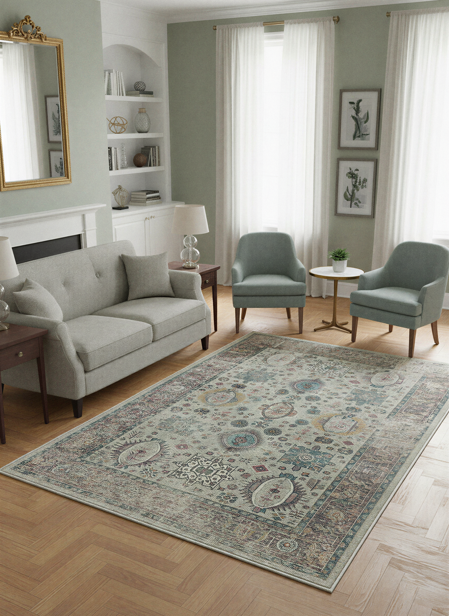 Arte VN001-2 Vintage Klasik Desenli Dekoratif Şönil Halı