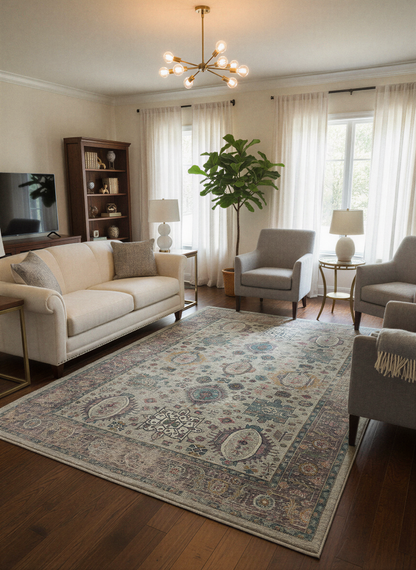 Arte VN001-2 Vintage Klasik Desenli Dekoratif Şönil Halı