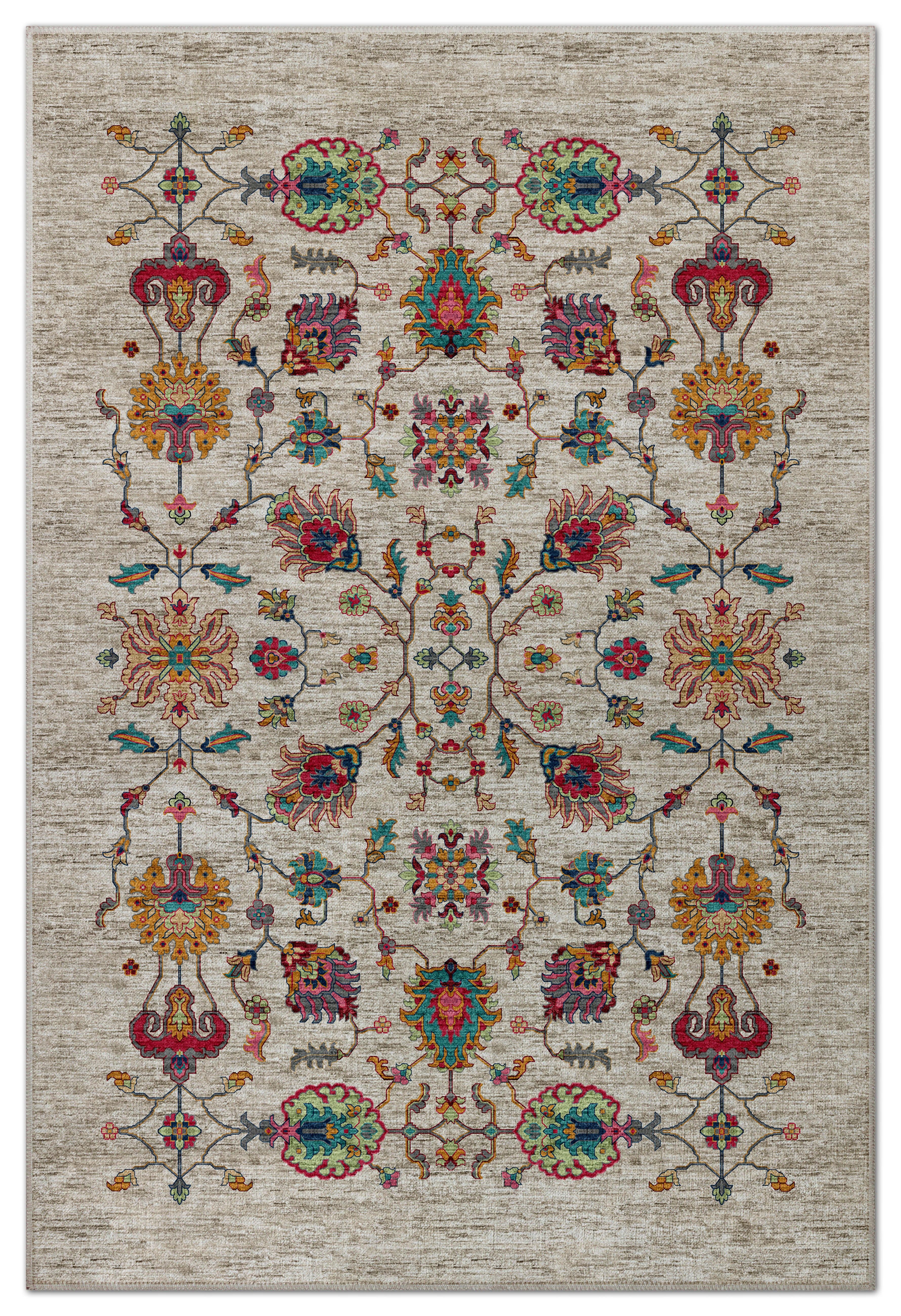 Arte VN002 Vintage Klasik Çiçek Figürlü Dekoratif Şönil Halı