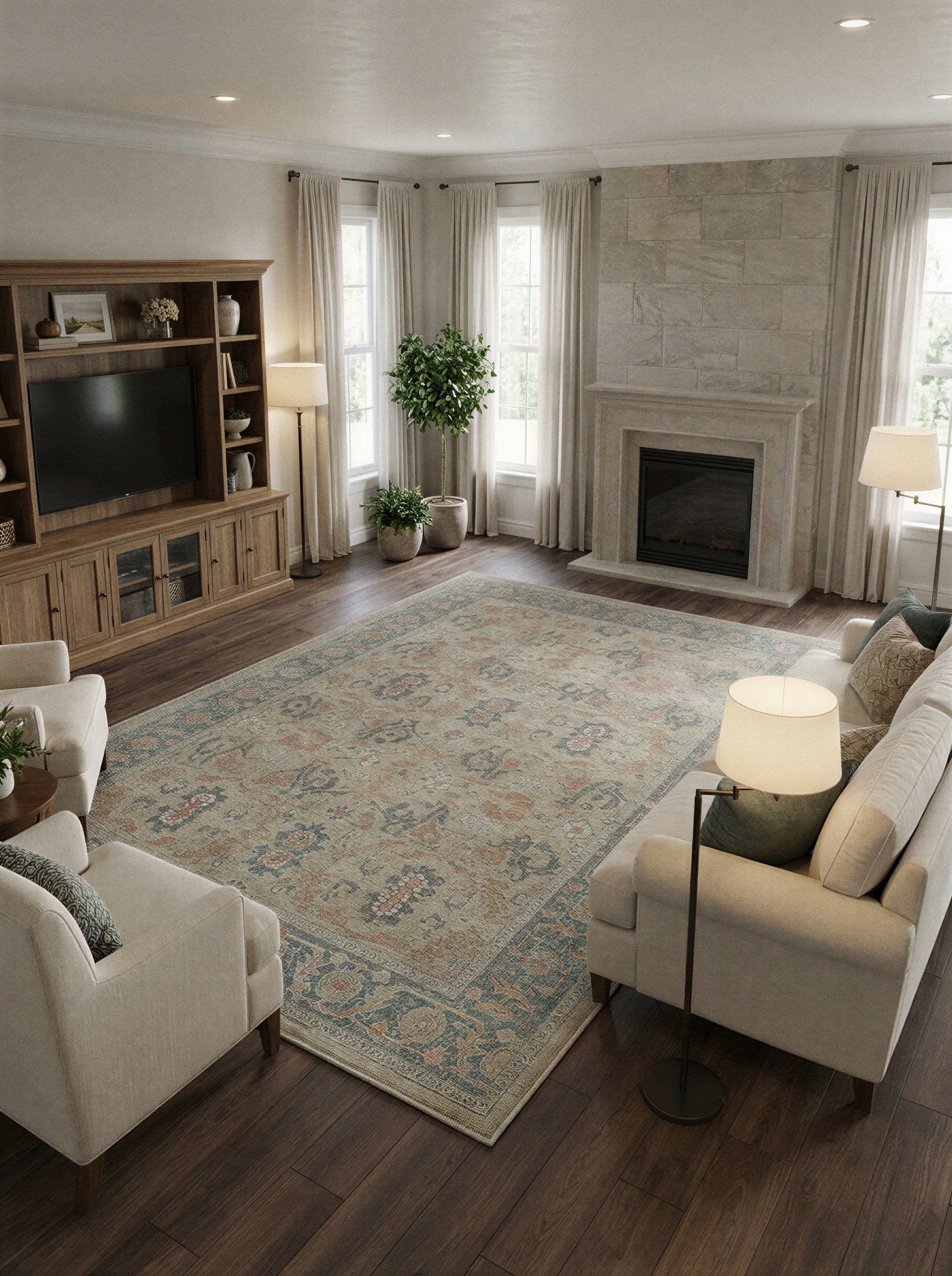 Arte VN003 Vintage Klasik Desenli Dekoratif Şönil Halı