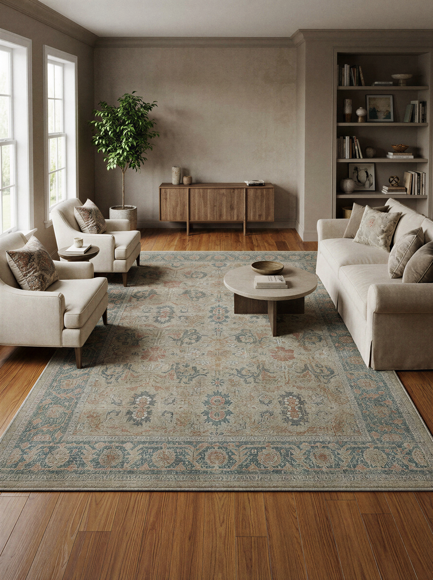 Arte VN003 Vintage Klasik Desenli Dekoratif Şönil Halı