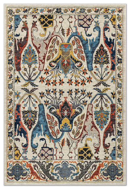 Arte VN004-1 Vintage Klasik Çiçek Figürlü Dekoratif Şönil Halı