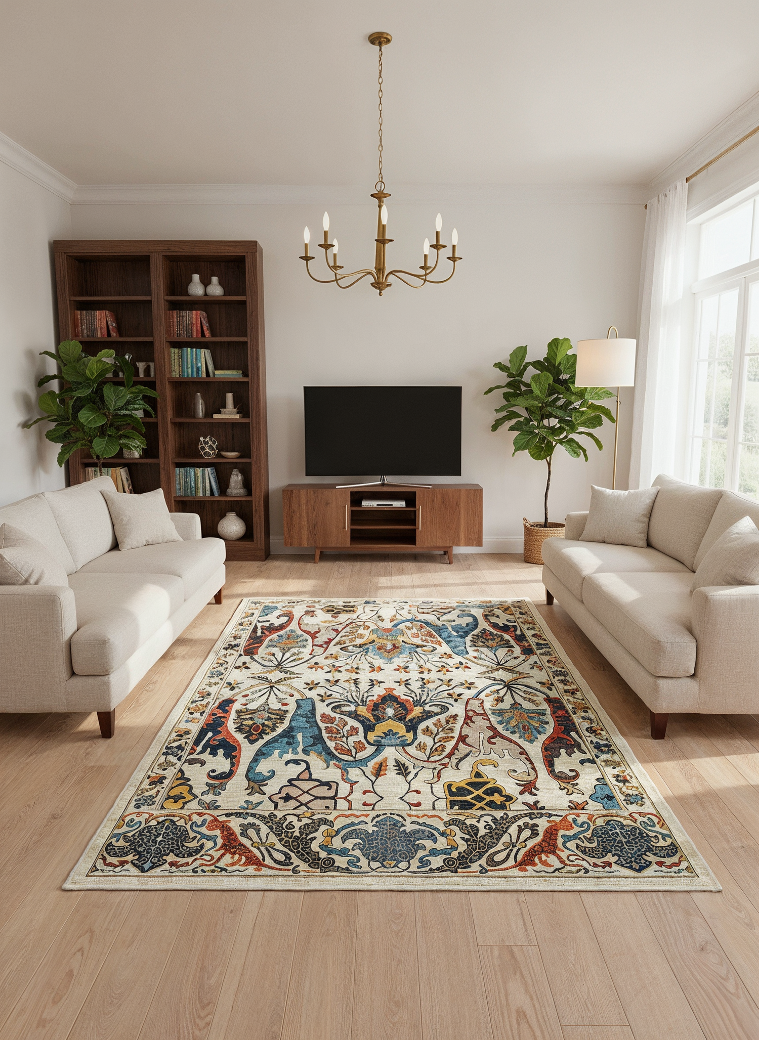 Arte VN004-1 Vintage Klasik Çiçek Figürlü Dekoratif Şönil Halı