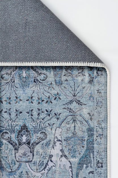 Arte VN004-2 Vintage Klasik Çiçek Figürlü Dekoratif Şönil Halı