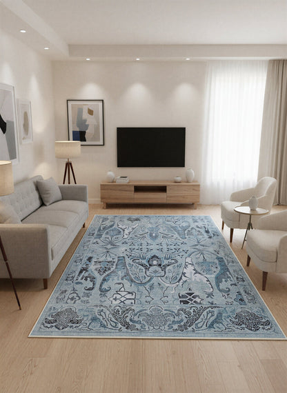 Arte VN004-2 Vintage Klasik Çiçek Figürlü Dekoratif Şönil Halı