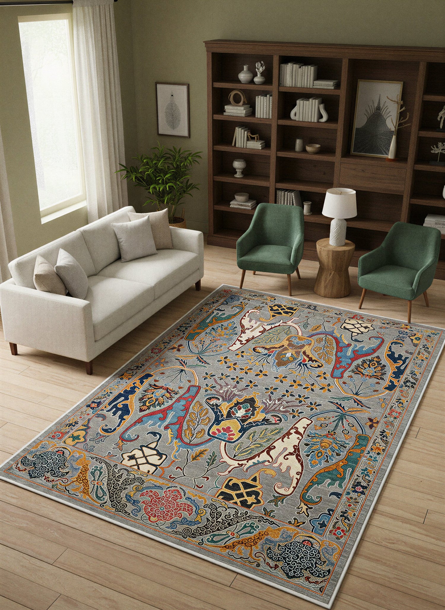 Arte VN004-3 Vintage Klasik Çiçek Figürlü Dekoratif Şönil Halı