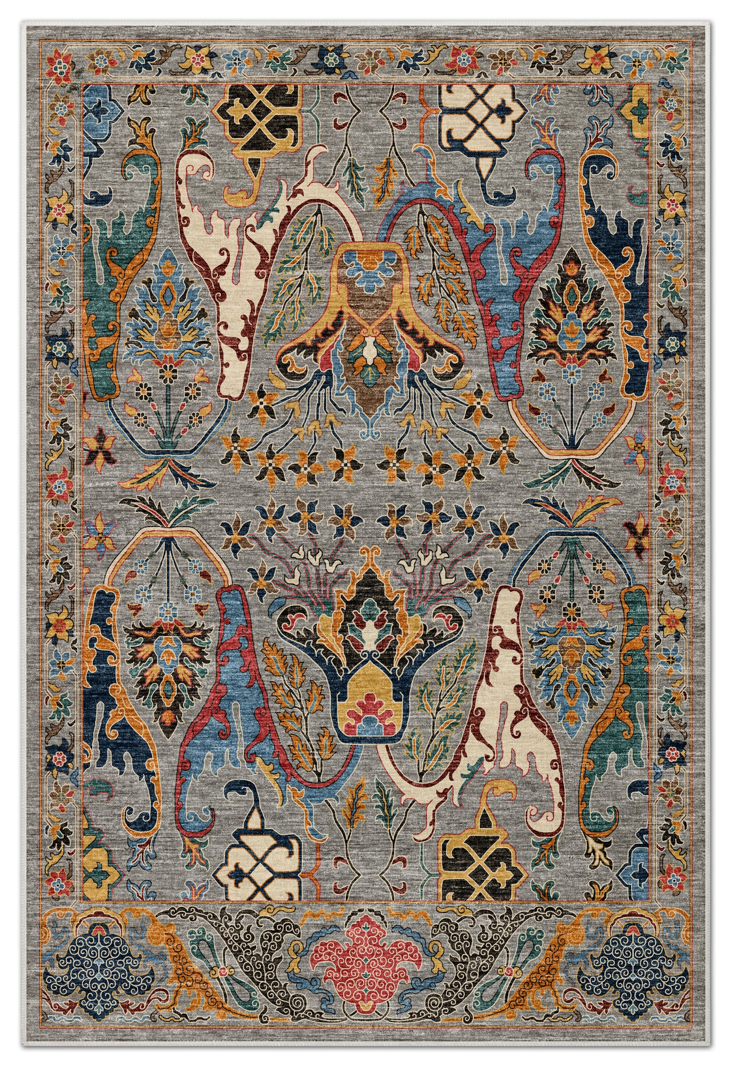 Arte VN004-3 Vintage Klasik Çiçek Figürlü Dekoratif Şönil Halı