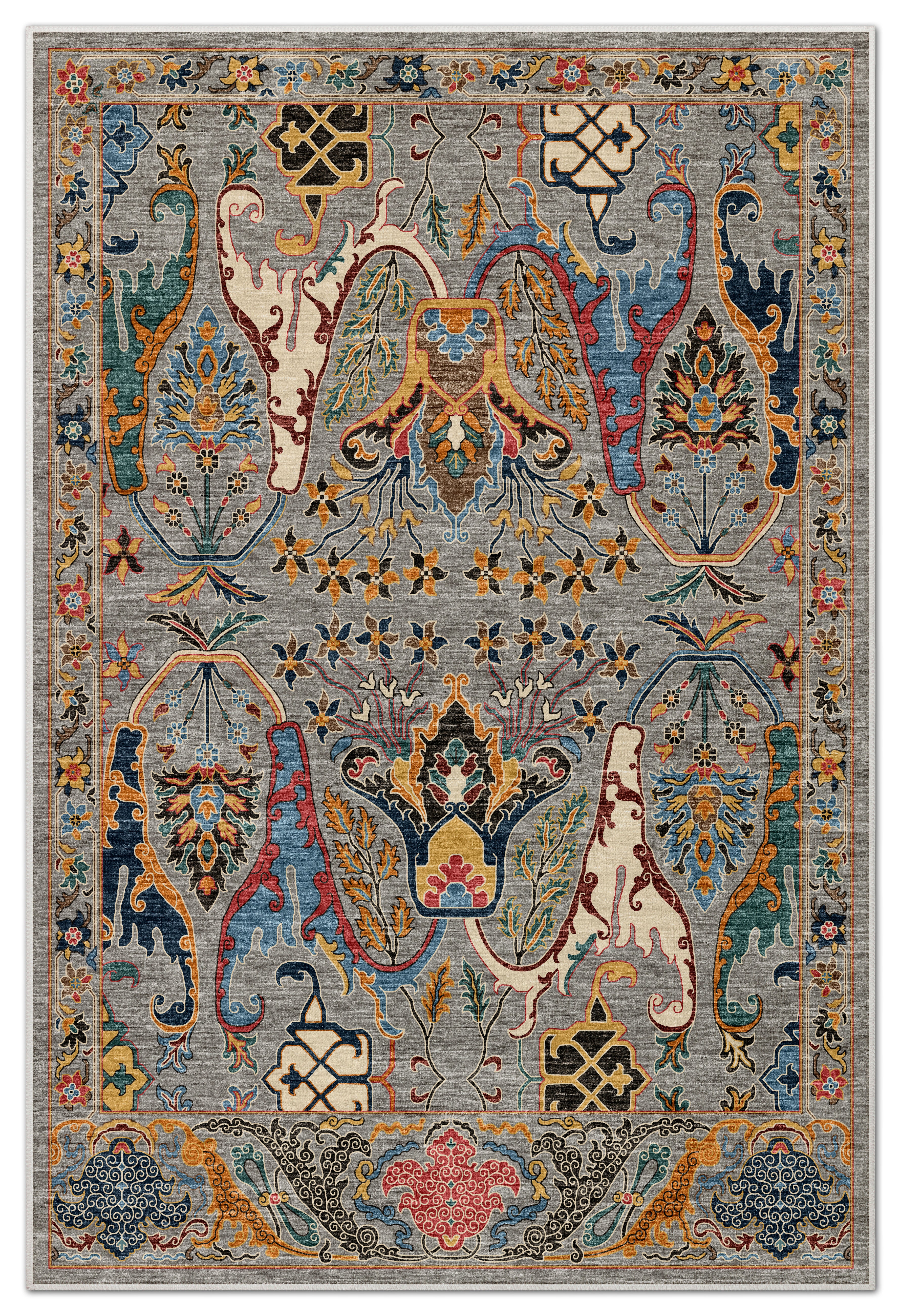 Arte VN004-3 Vintage Klasik Çiçek Figürlü Dekoratif Şönil Halı