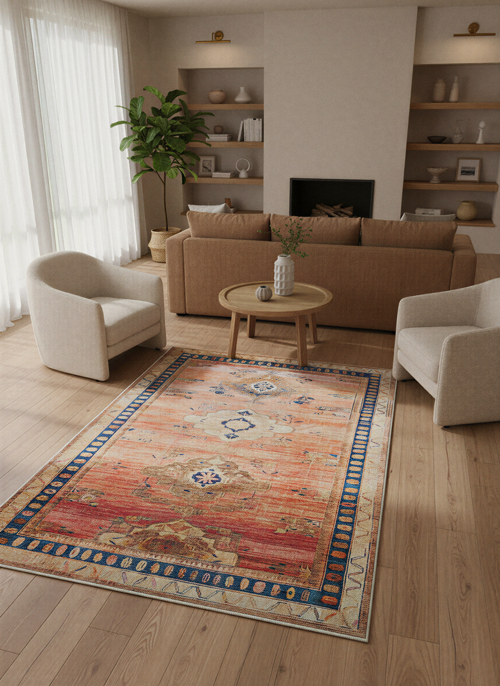 Arte VN005 Vintage Klasik Desenli Dekoratif Şönil Halı