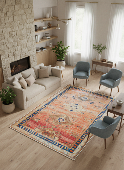 Arte VN005 Vintage Klasik Desenli Dekoratif Şönil Halı