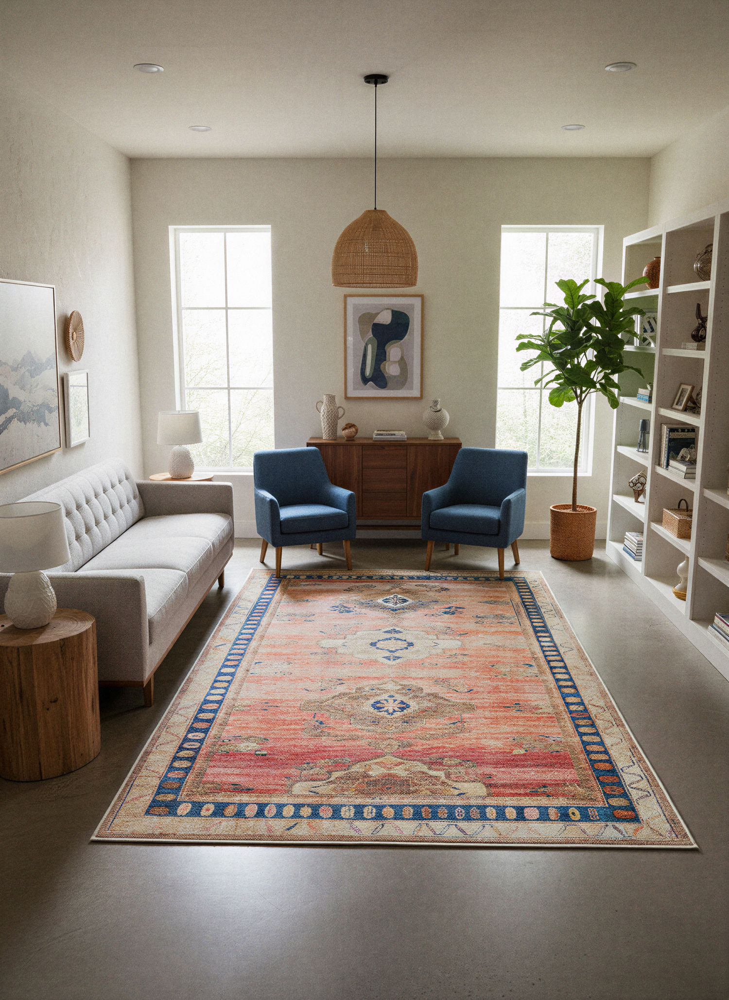 Arte VN005 Vintage Klasik Desenli Dekoratif Şönil Halı