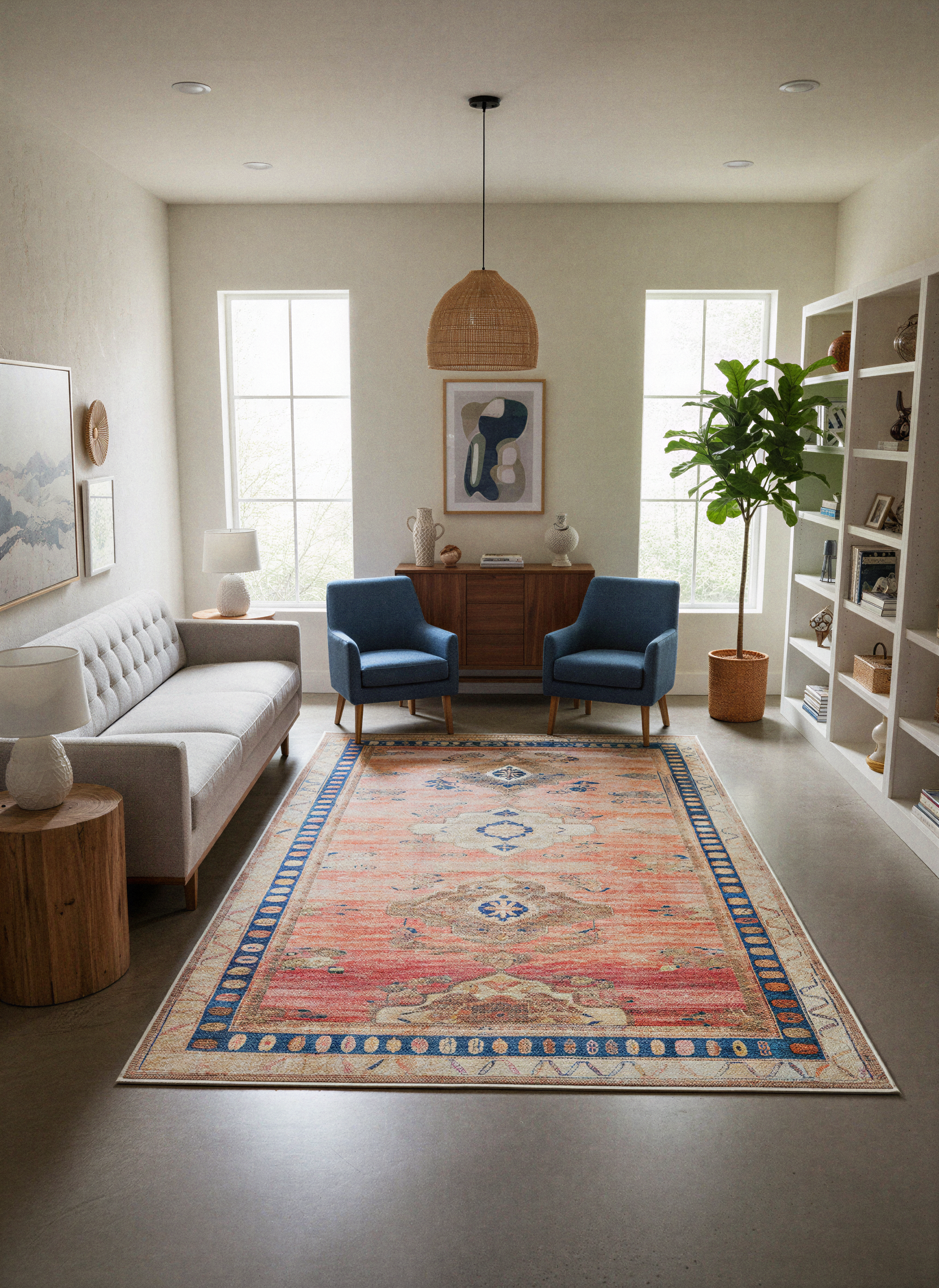 Arte VN005 Vintage Klasik Desenli Dekoratif Şönil Halı