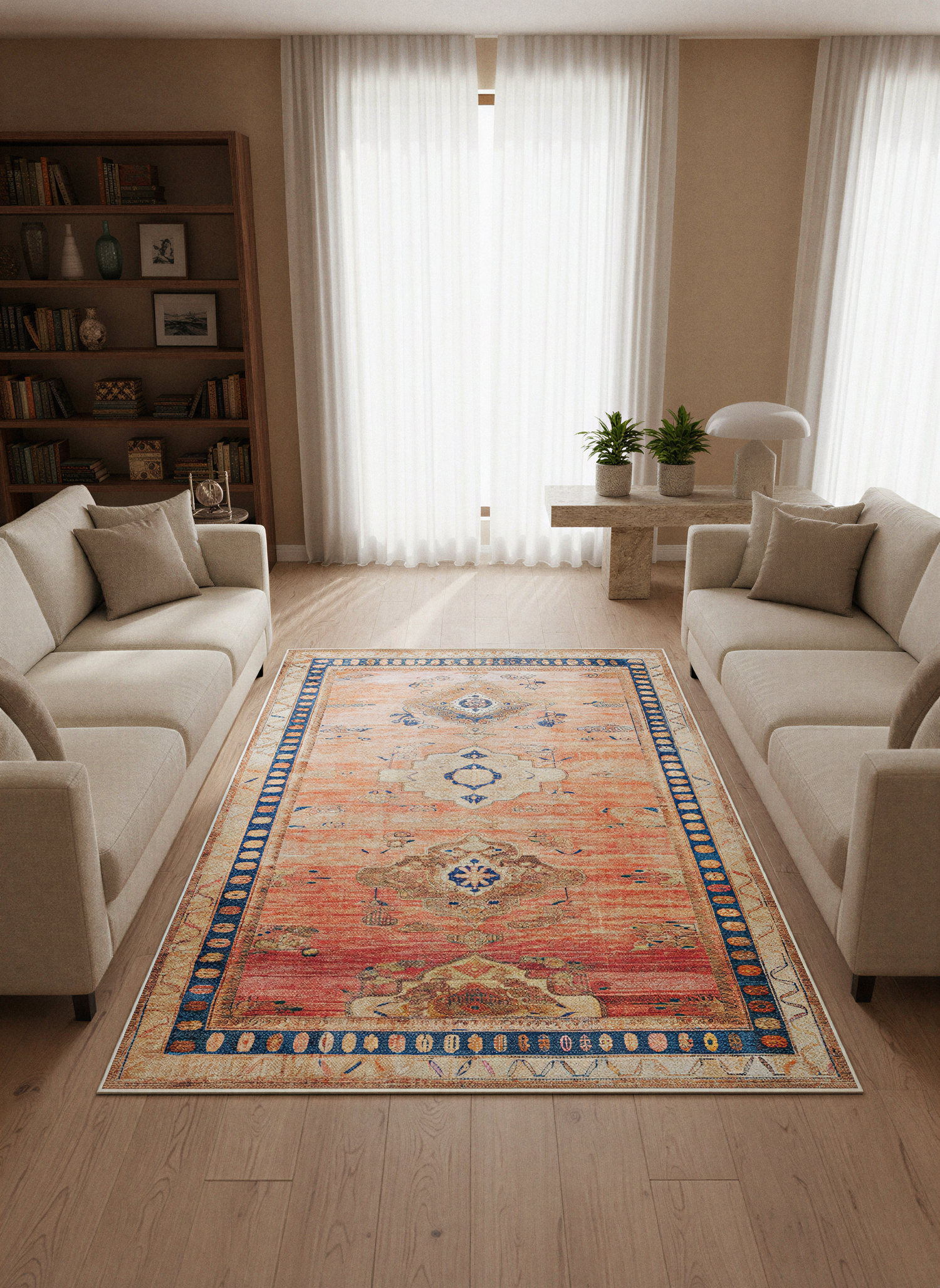 Arte VN005 Vintage Klasik Desenli Dekoratif Şönil Halı