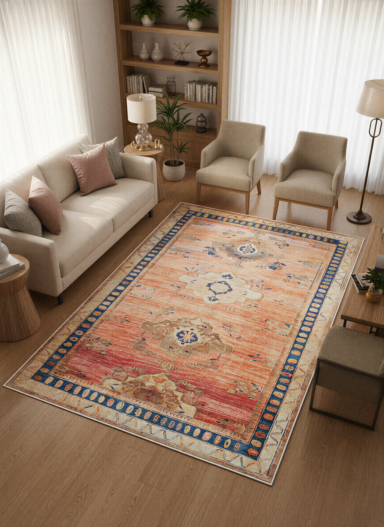 Arte VN005 Vintage Klasik Desenli Dekoratif Şönil Halı