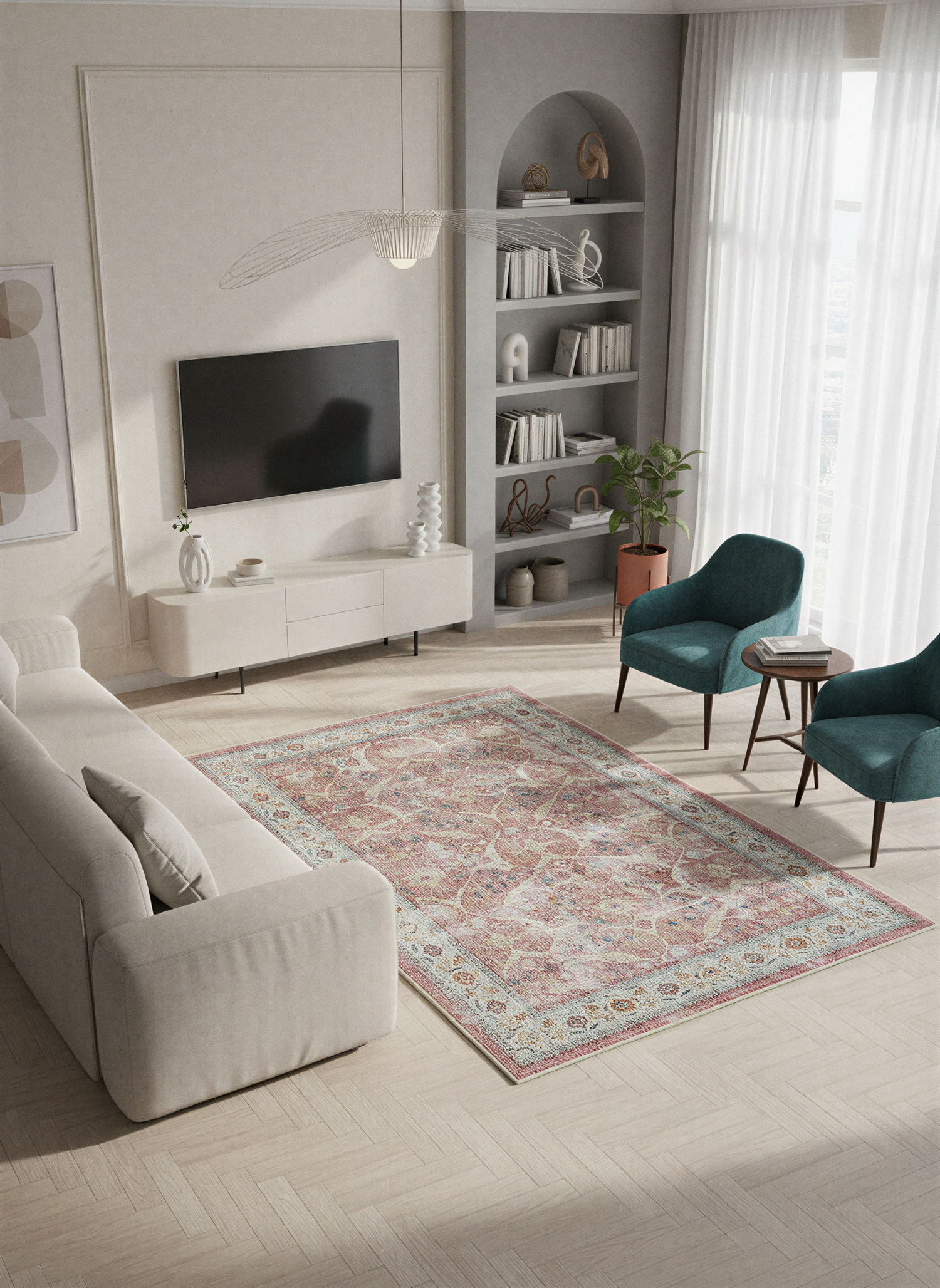 Arte VN007 Vintage Klasik Desenli Dekoratif Şönil Halı