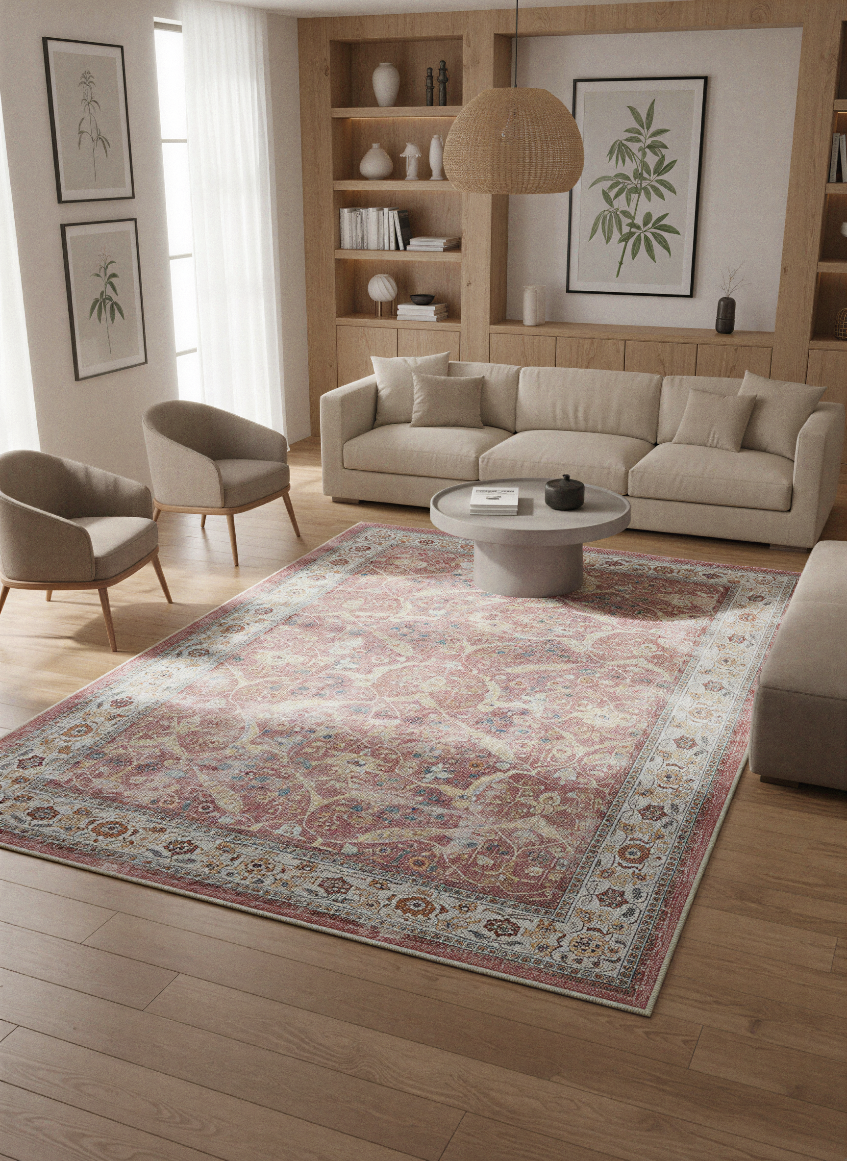 Arte VN007 Vintage Klasik Desenli Dekoratif Şönil Halı