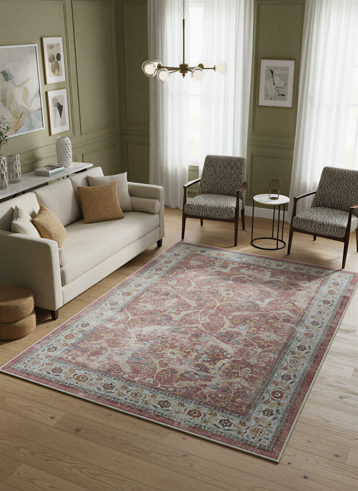 Arte VN007 Vintage Klasik Desenli Dekoratif Şönil Halı