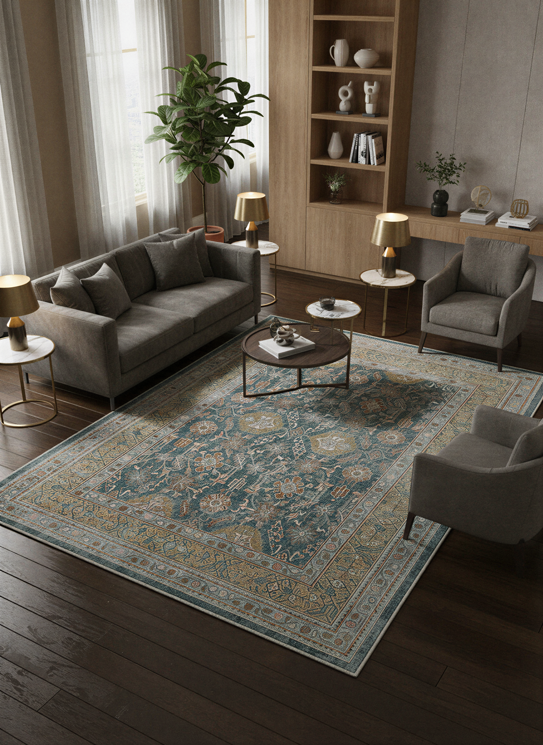 Arte VN008-1 Vintage Klasik Desenli Dekoratif Şönil Halı