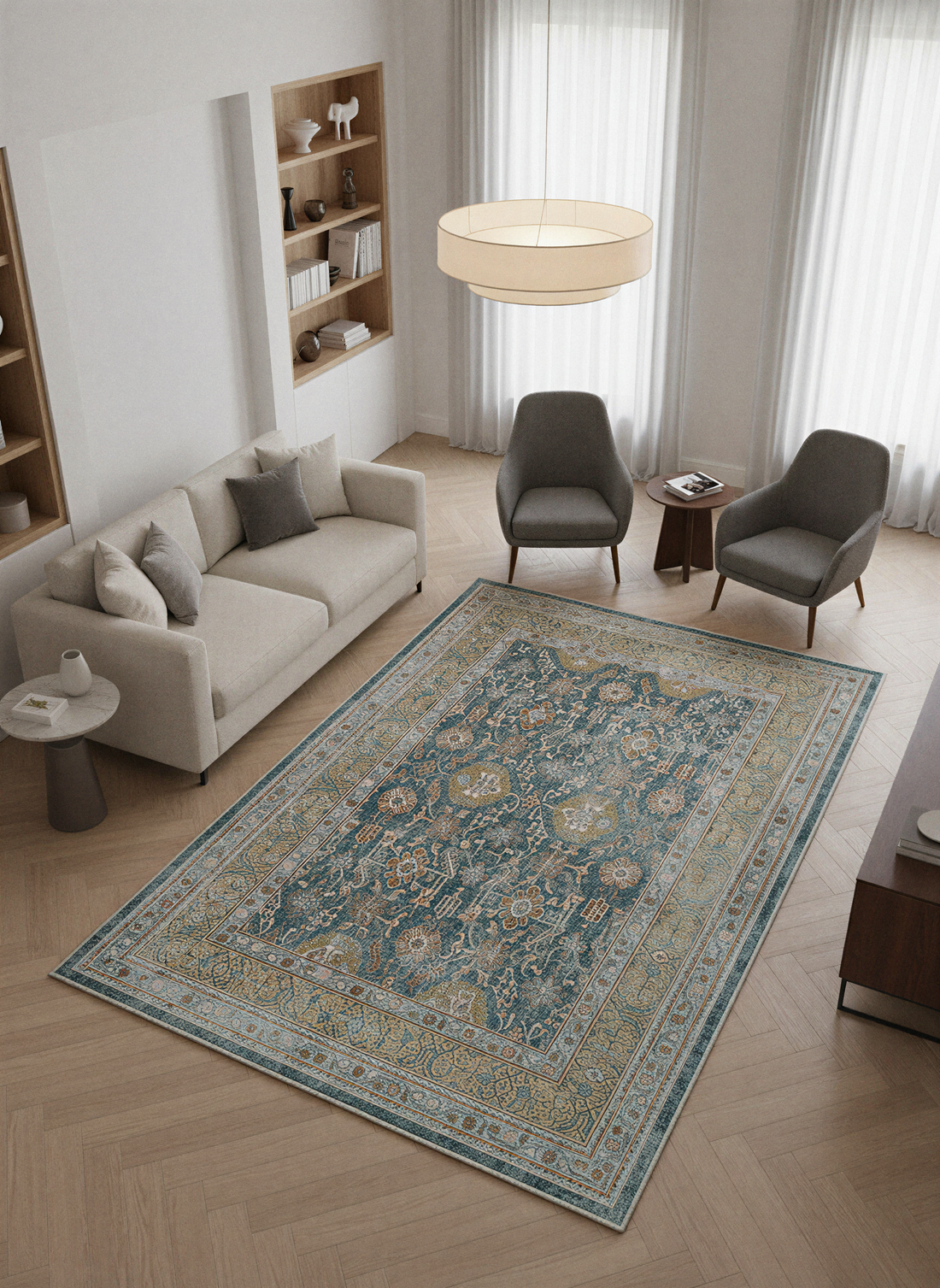 Arte VN008-1 Vintage Klasik Desenli Dekoratif Şönil Halı