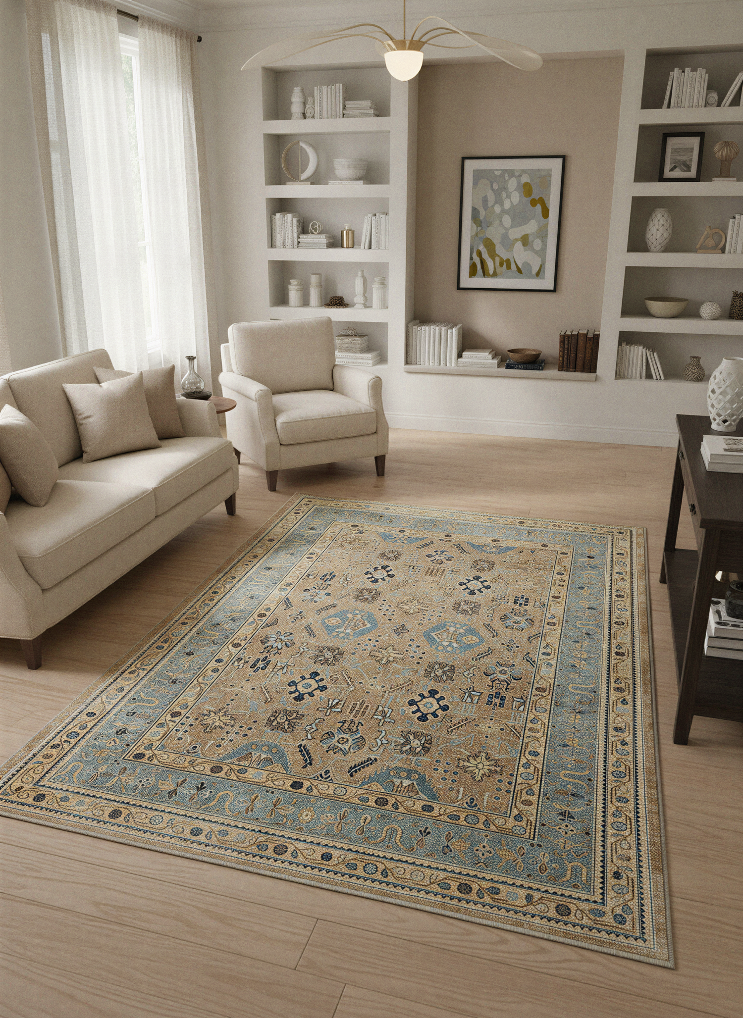 Arte VN008-2 Vintage Klasik Desenli Dekoratif Şönil Halı