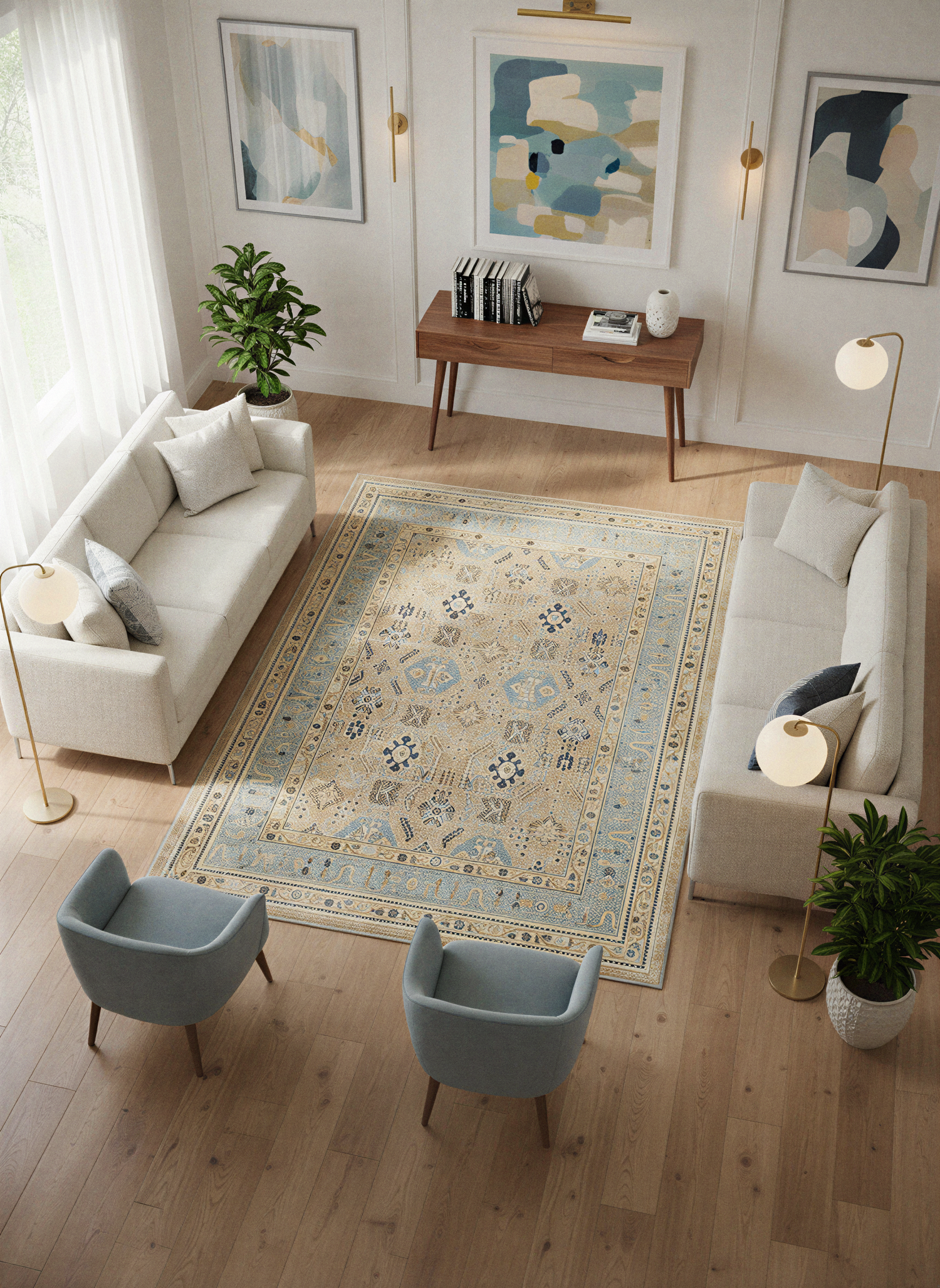 Arte VN008-2 Vintage Klasik Desenli Dekoratif Şönil Halı