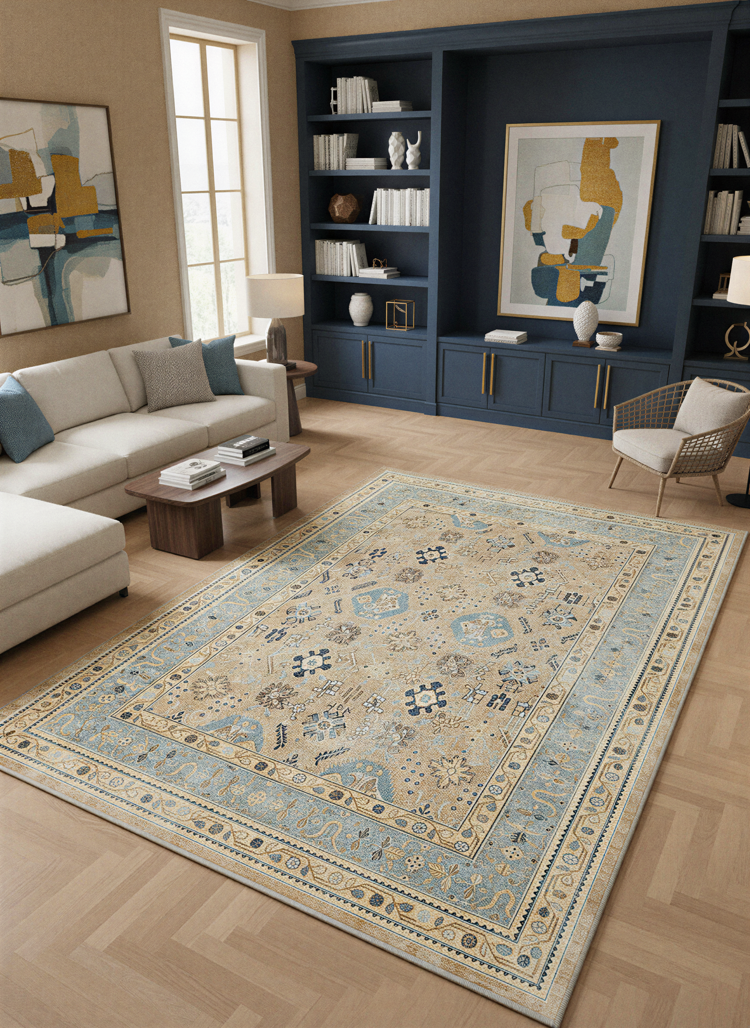 Arte VN008-2 Vintage Klasik Desenli Dekoratif Şönil Halı