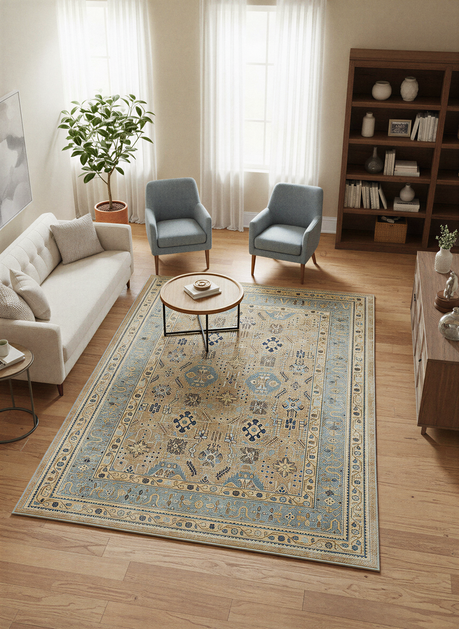 Arte VN008-2 Vintage Klasik Desenli Dekoratif Şönil Halı