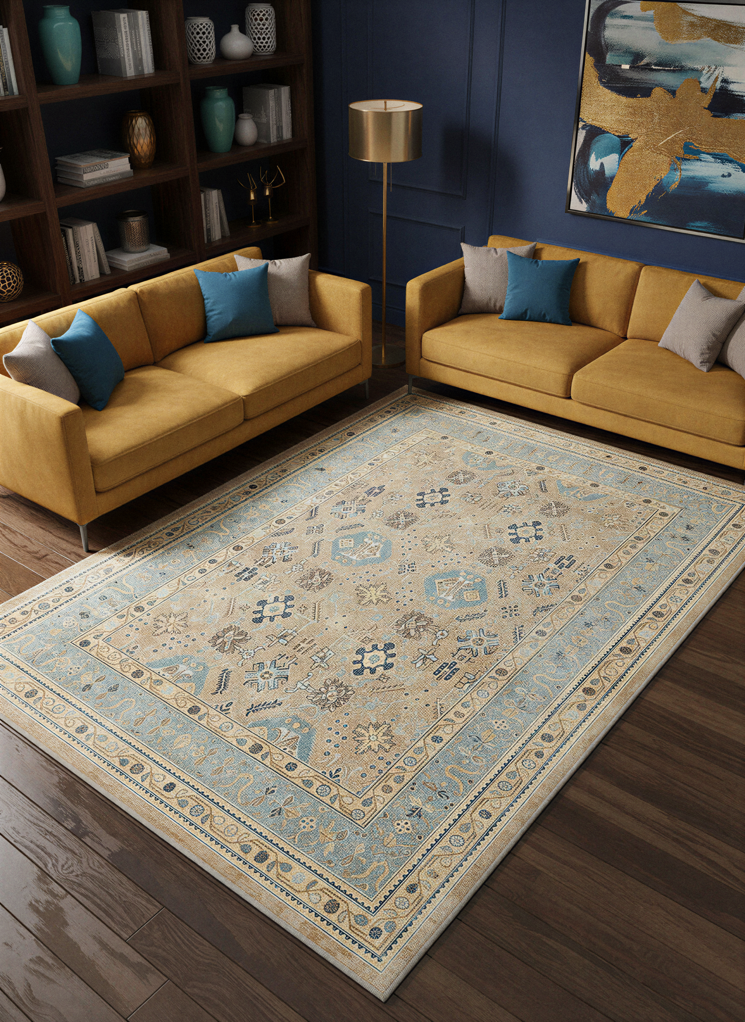 Arte VN008-2 Vintage Klasik Desenli Dekoratif Şönil Halı