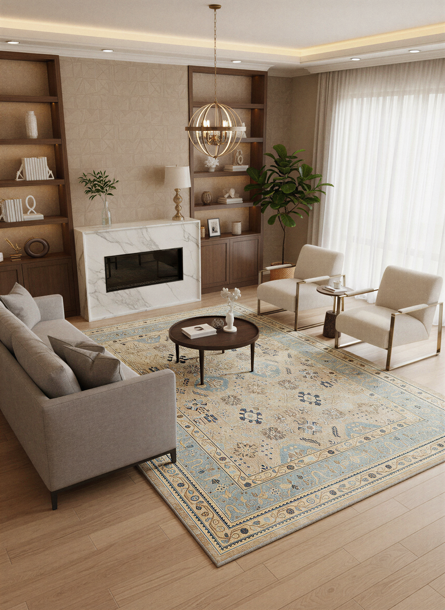 Arte VN008-2 Vintage Klasik Desenli Dekoratif Şönil Halı