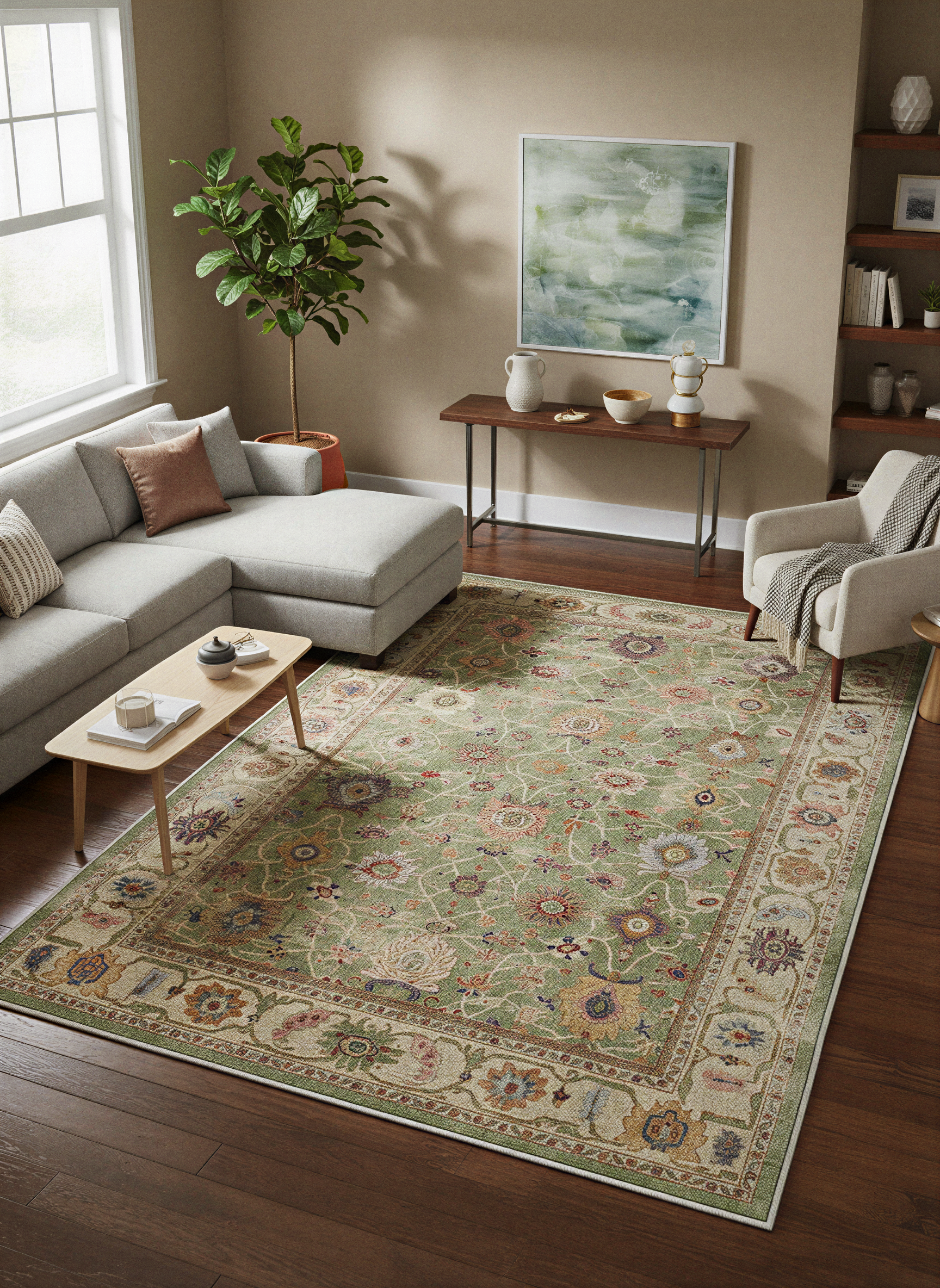 Arte VN009 Vintage Klasik Desenli Dekoratif Şönil Halı