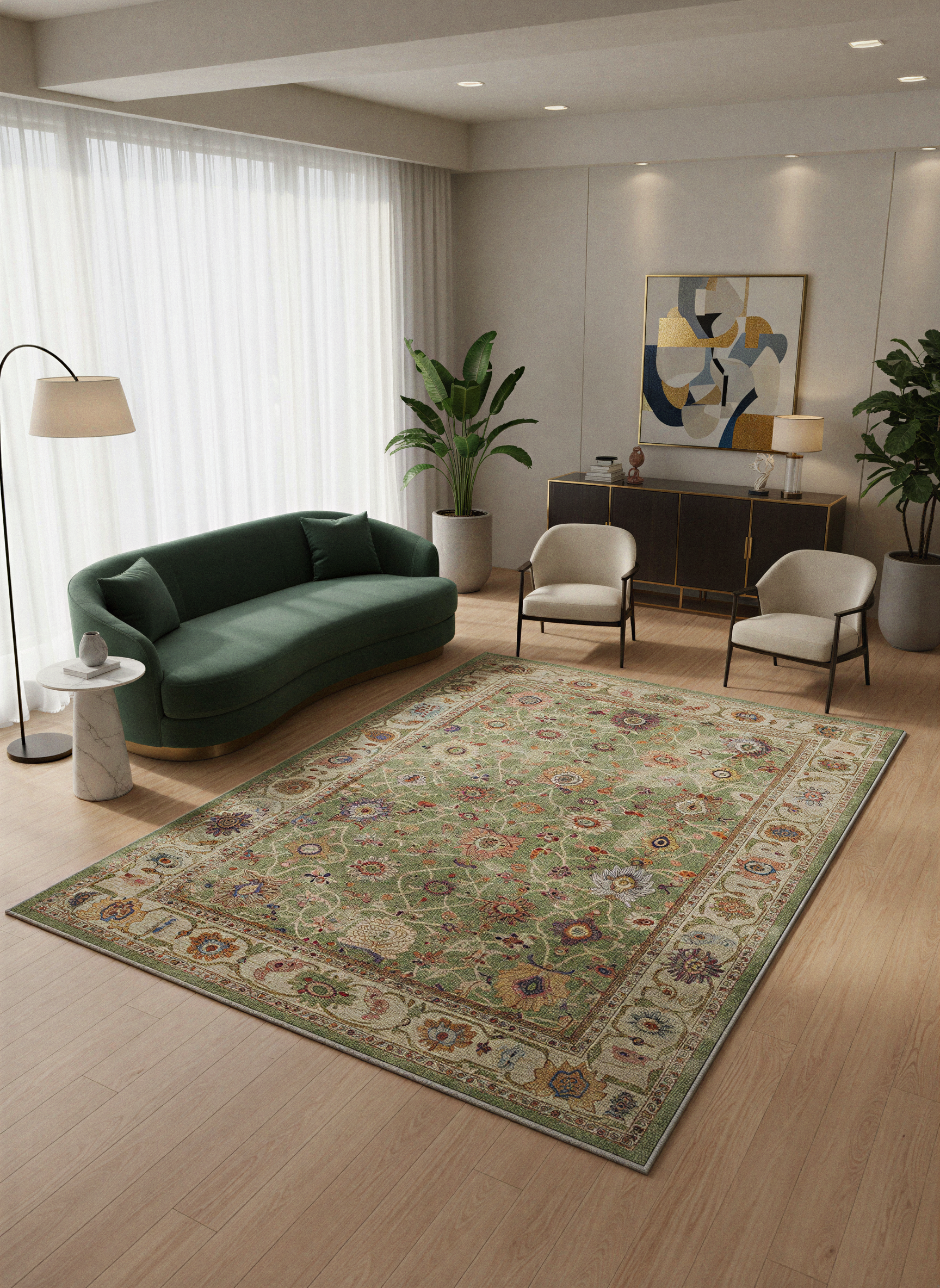 Arte VN009 Vintage Klasik Desenli Dekoratif Şönil Halı