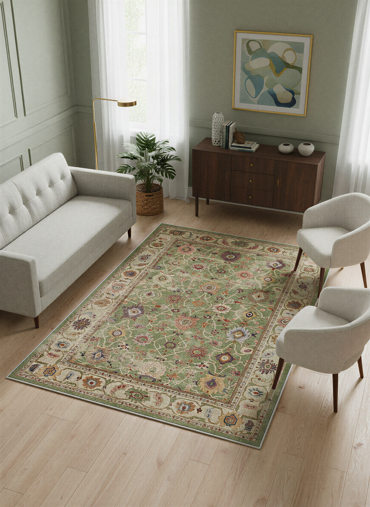 Arte VN009 Vintage Klasik Desenli Dekoratif Şönil Halı