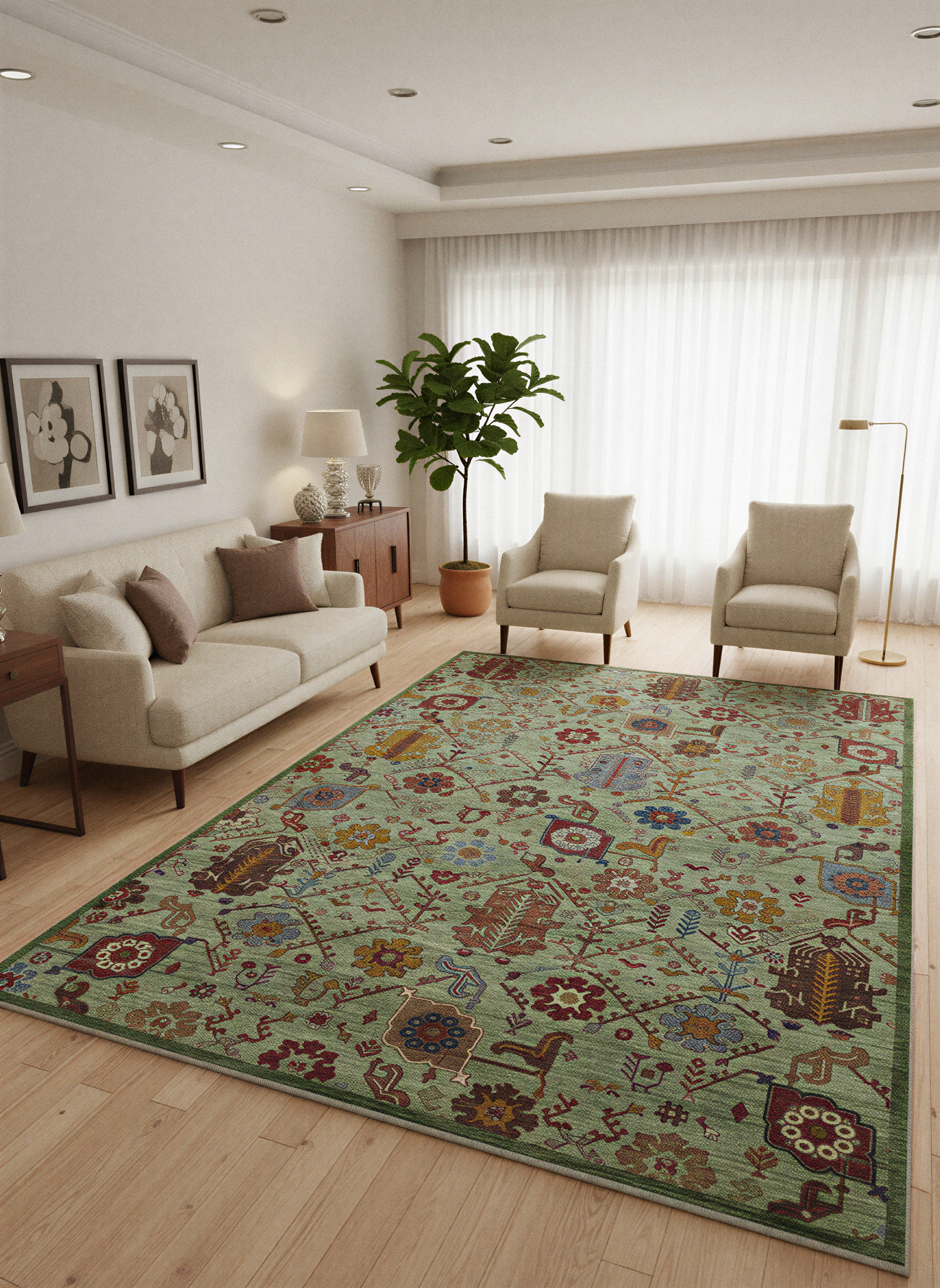 Arte VN010-1 Vintage Klasik Desenli Dekoratif Şönil Halı