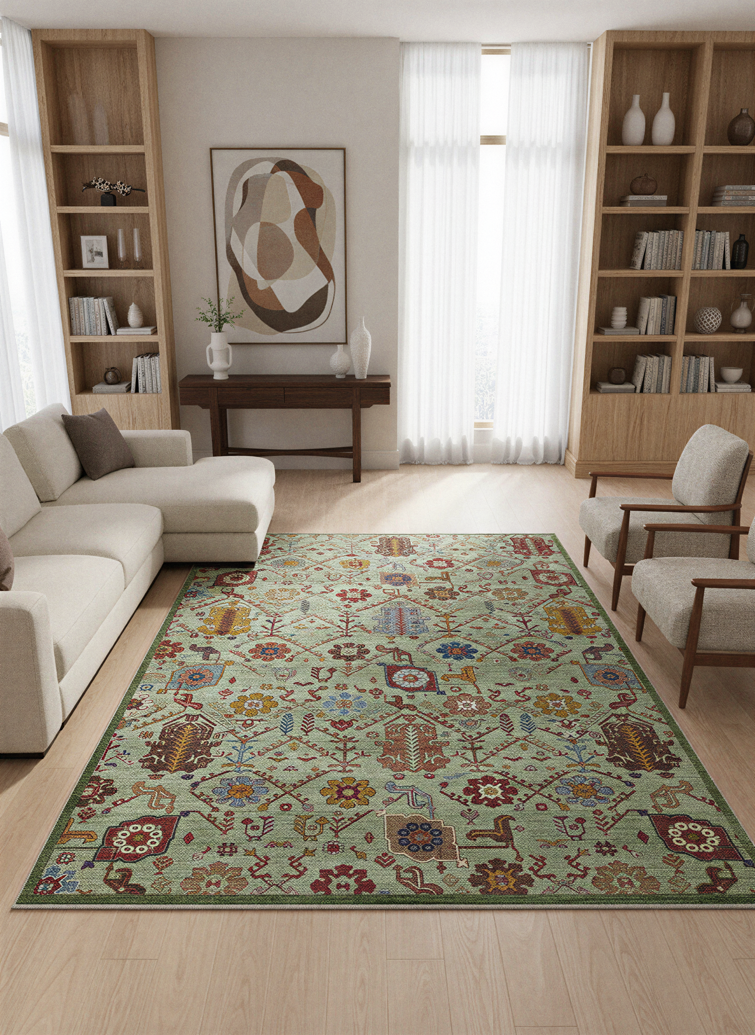 Arte VN010-1 Vintage Klasik Desenli Dekoratif Şönil Halı